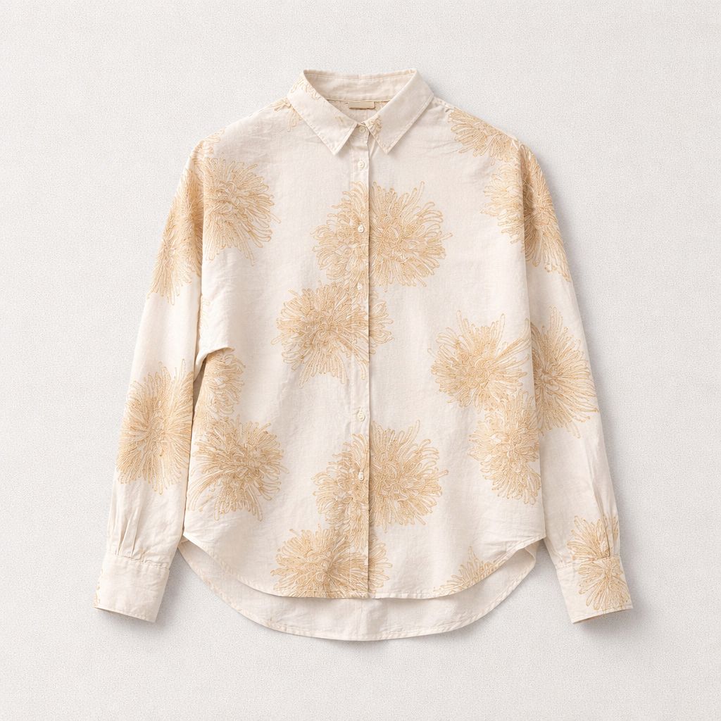 0039 Italy Lucy Blouse with Chain Stitching