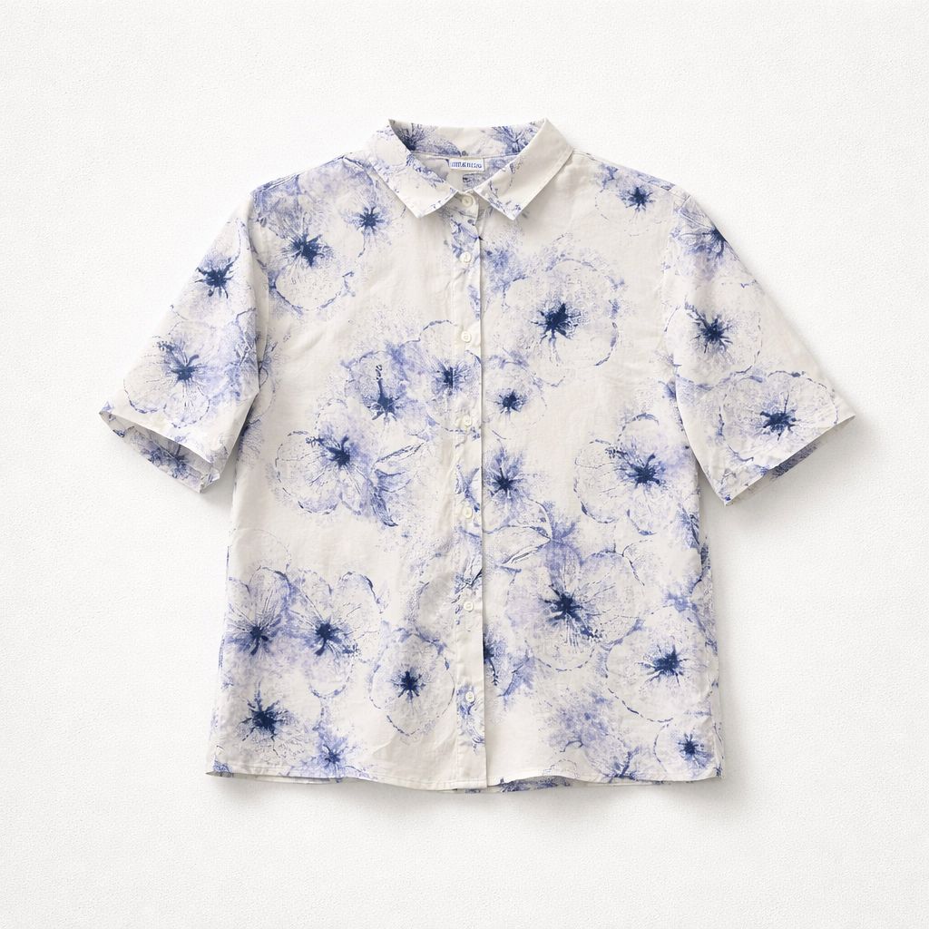0039 Italy Bea  Blue Floral Blouse