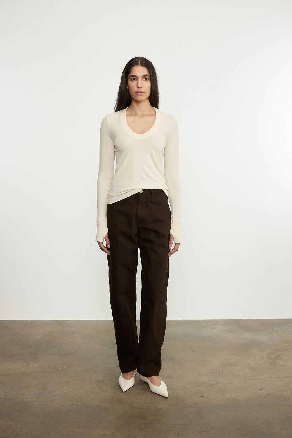 Enza Costa Cashmere Easy Cuff U Neck, Color: Natural, Size: XS