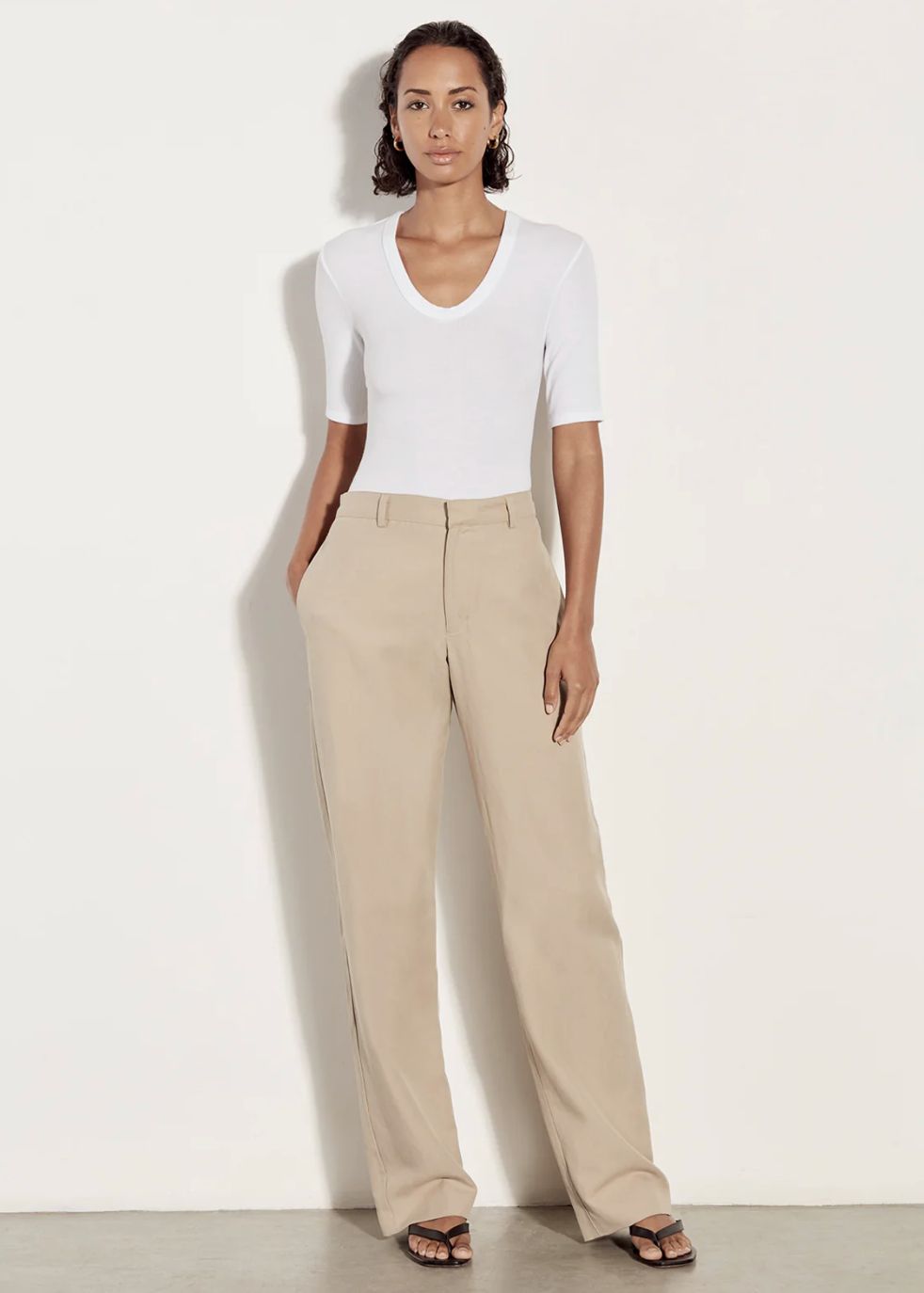 Enza Costa Silk Knit Half Sleeve Tee in White