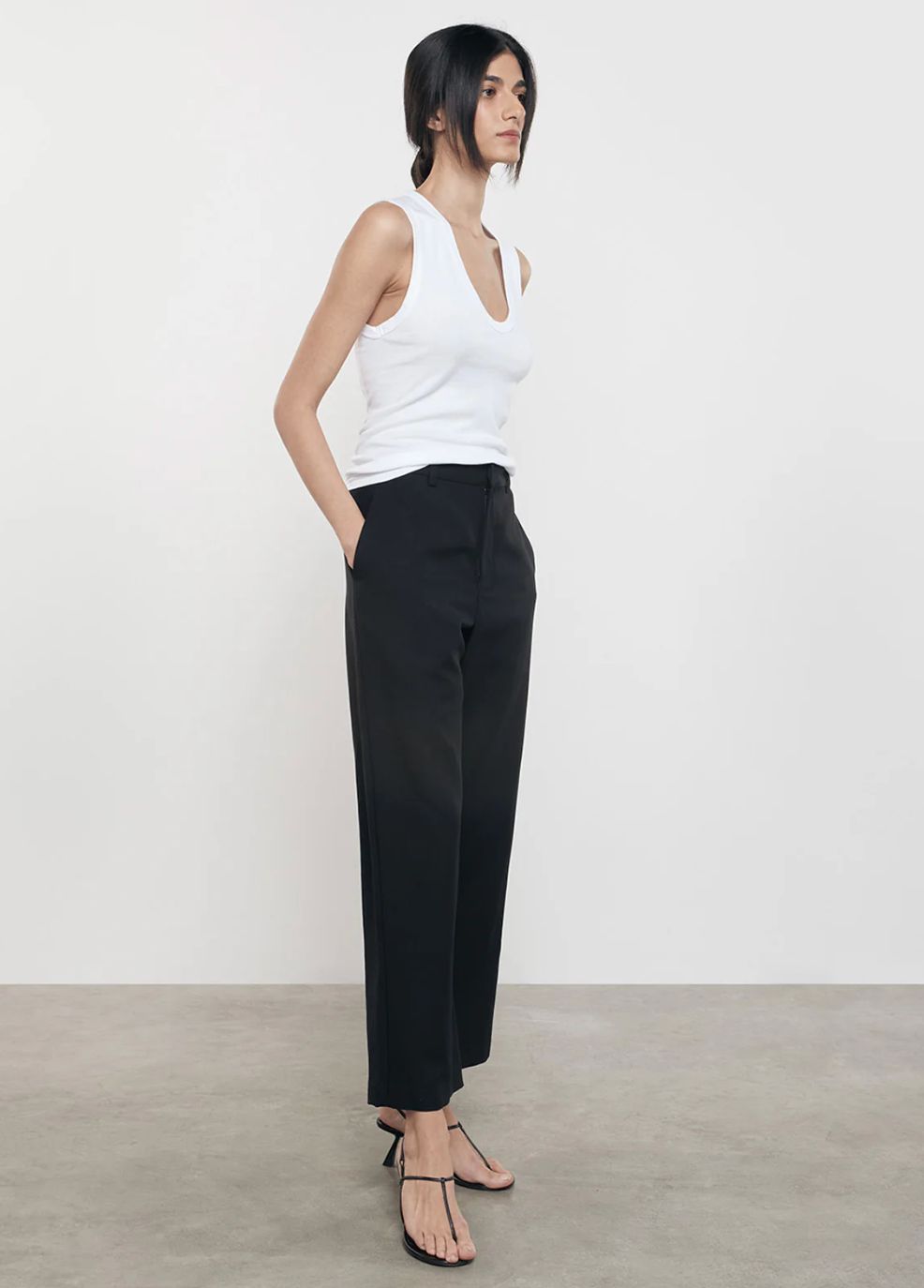 Enza Costa Supima Cotton Essential Sleeveless U Tee in White