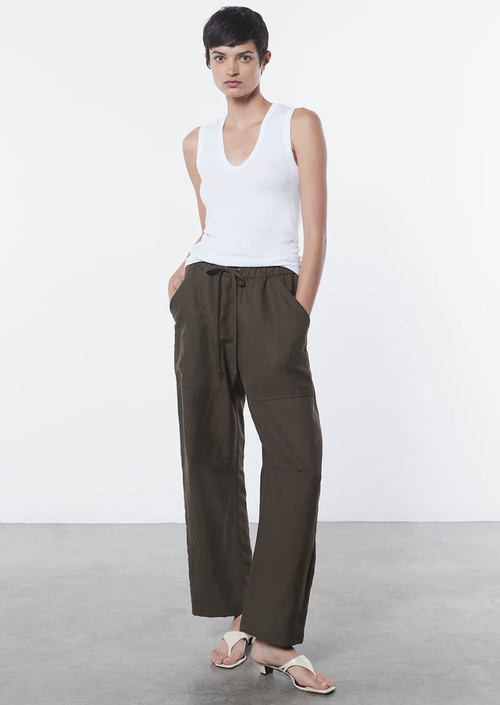 Enza Costa Supima Cotton Essential Sleeveless U Tee in White