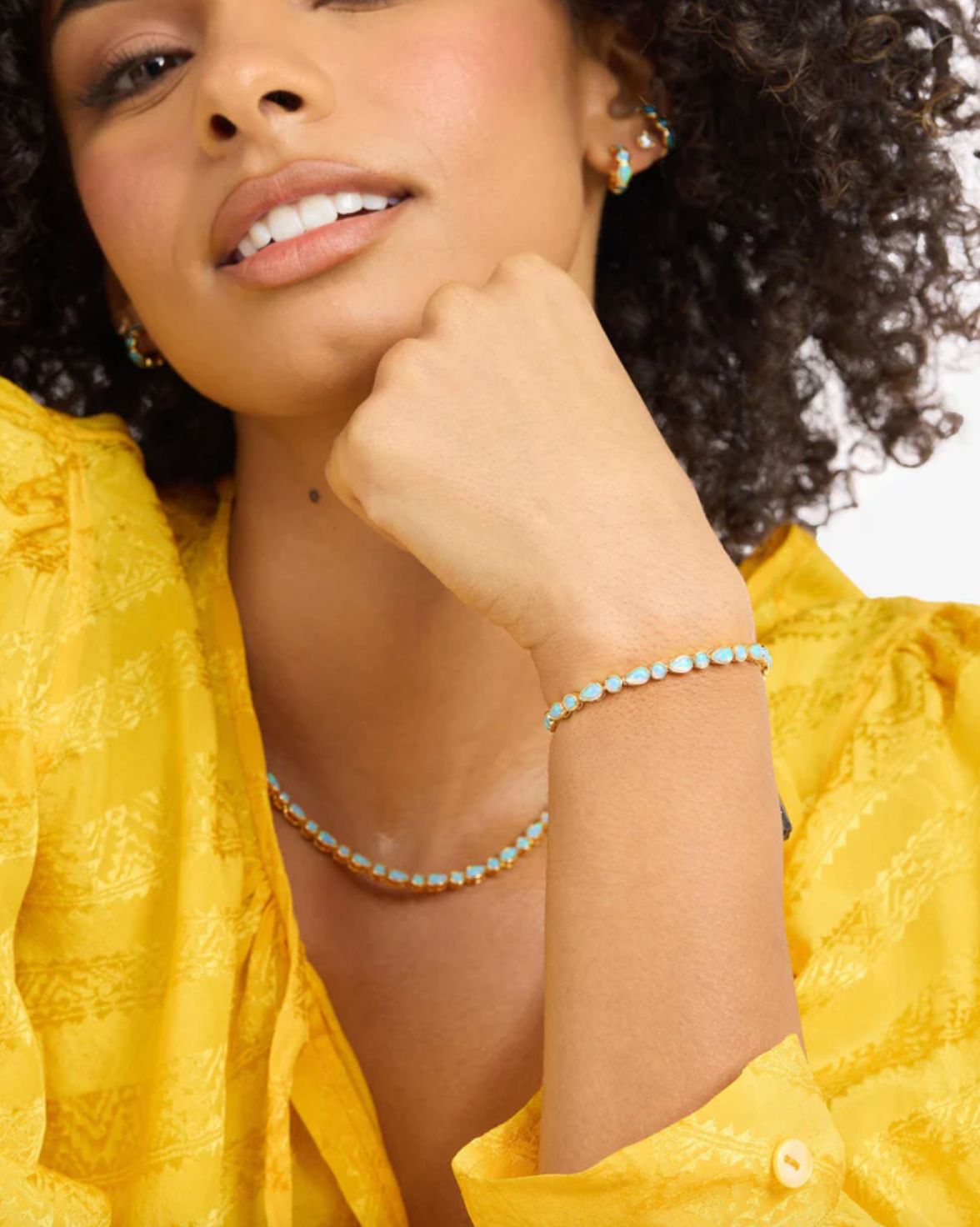 Melinda Maria Isla Blue Opal Tennis Bracelet in Gold