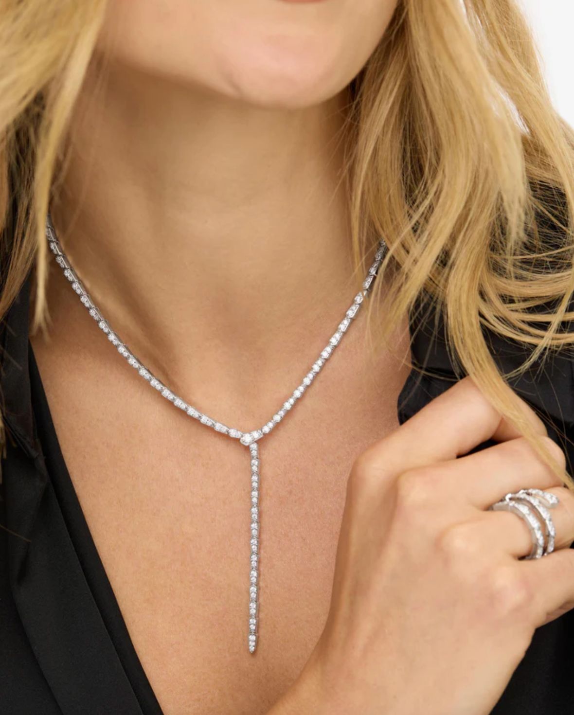 Melinda Maria Pave Serpent Lariat Necklace