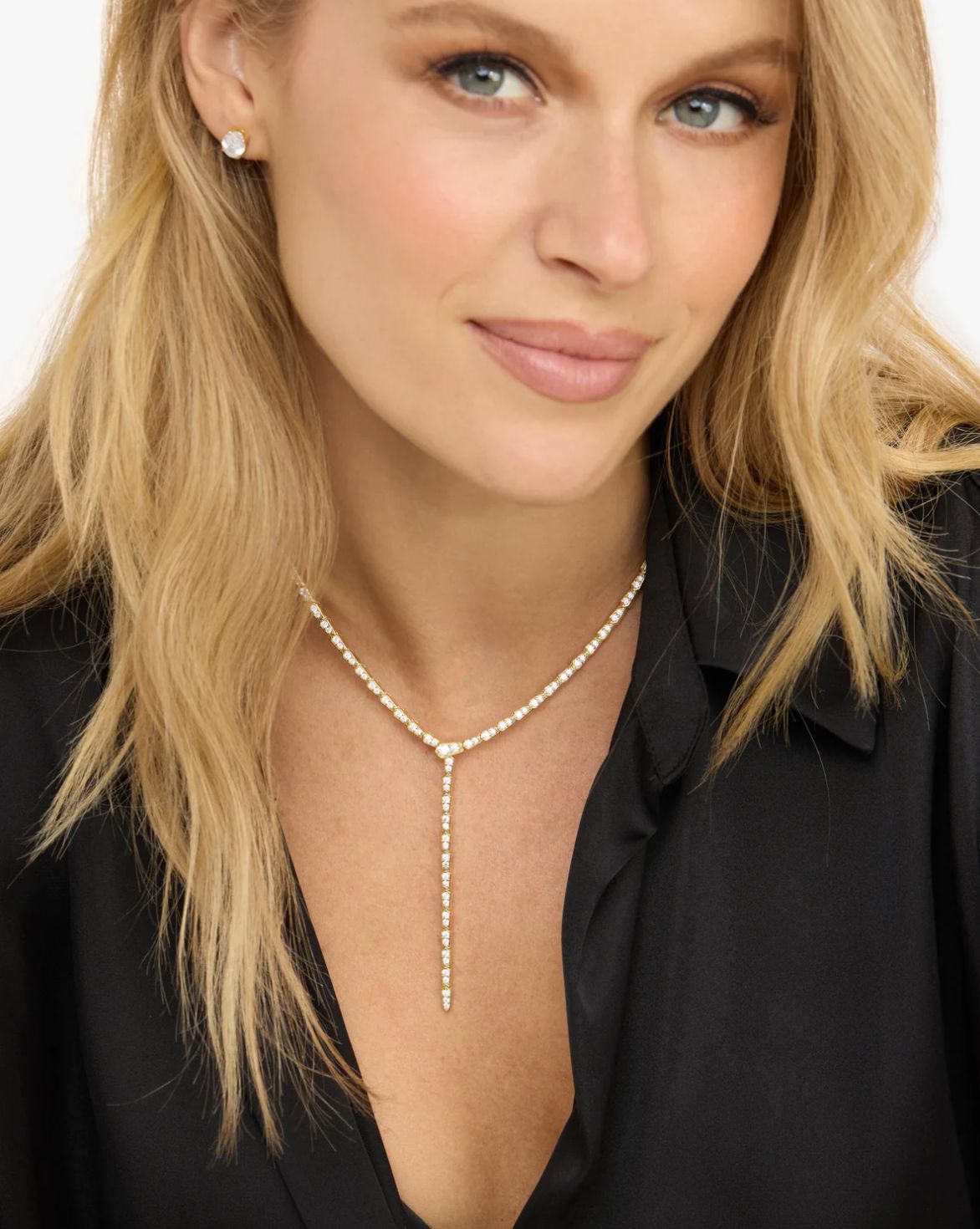 Melinda Maria Pave Serpent Lariat Necklace