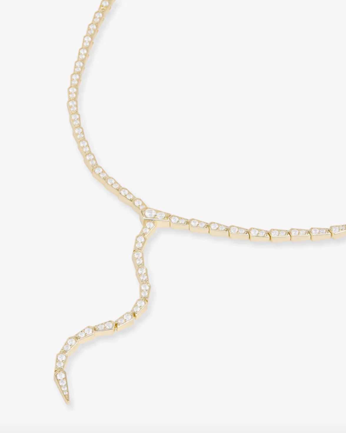 Melinda Maria Pave Serpent Lariat Necklace, Color: Gold