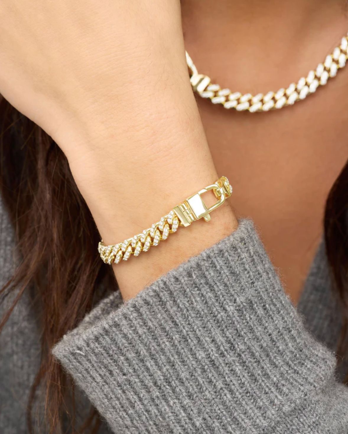 Melinda Maria Pave Julian Cuban Chain Bracelet