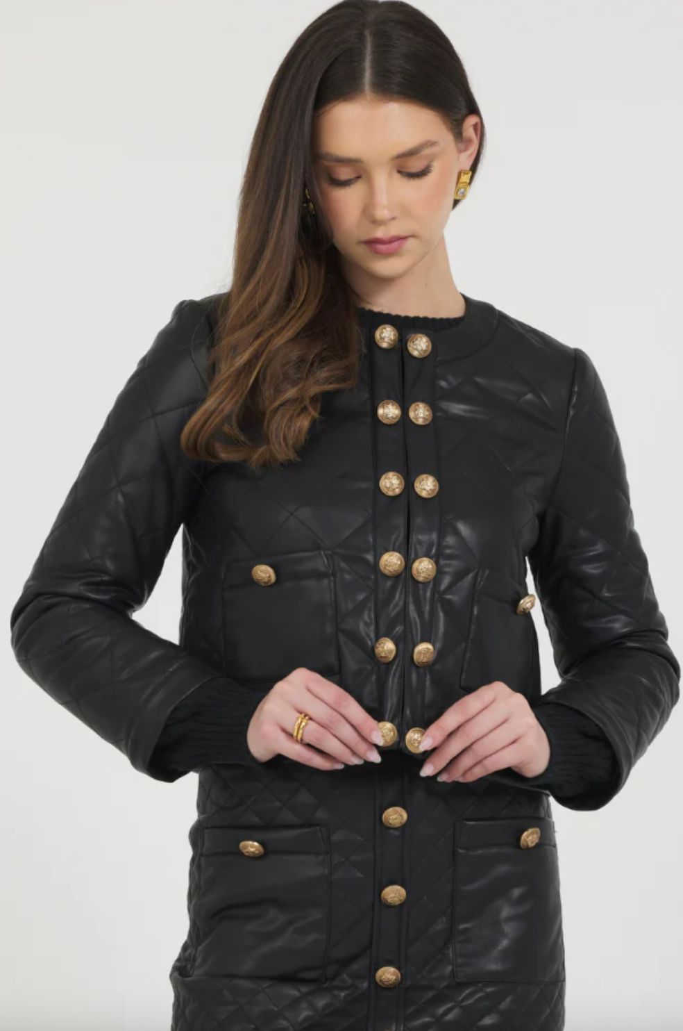 Stellah Vegan Leather Quilted Jacket