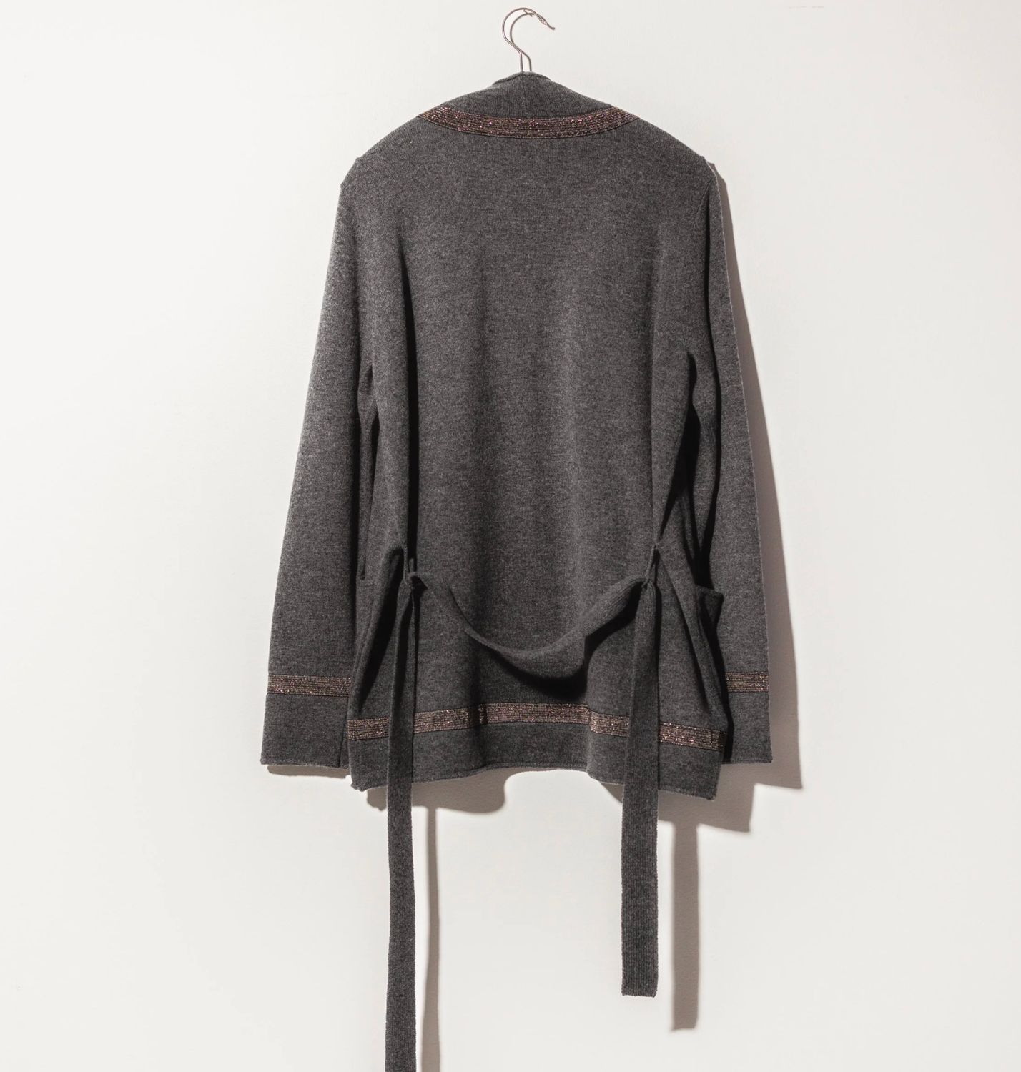 SOH Short Belted Cardigan with Metal Mesh Accents