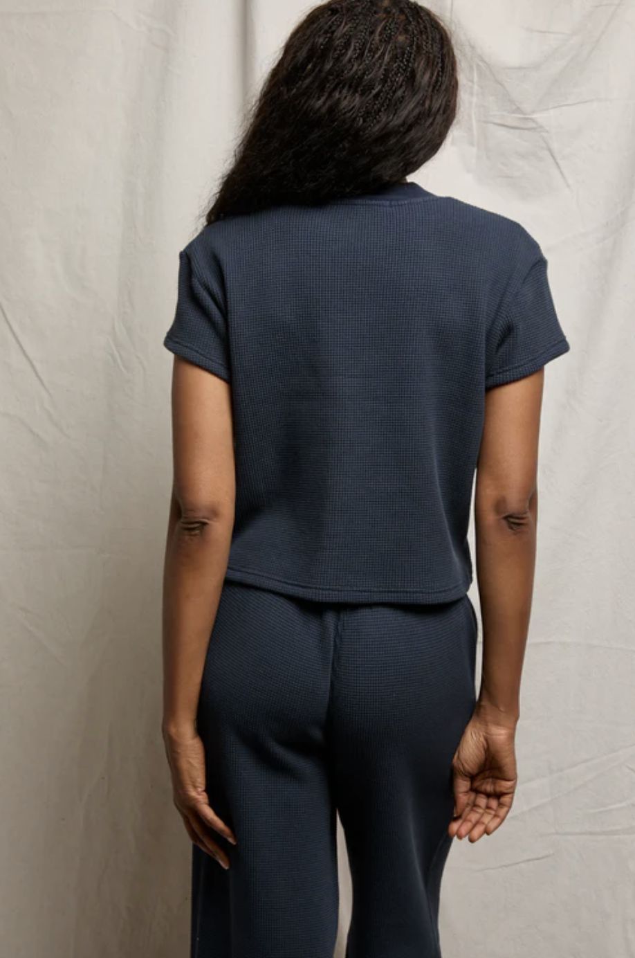 Perfect White Tee Jada Waffle Tee in Navy