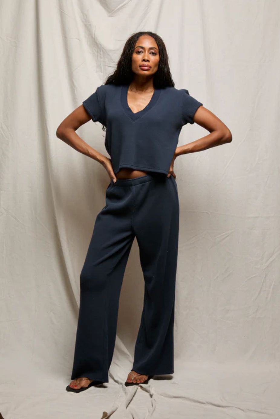Perfect White Tee Shane Waffle Pants in Navy