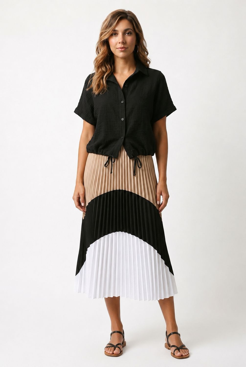 B-YU Multicolor Pleated Skirt