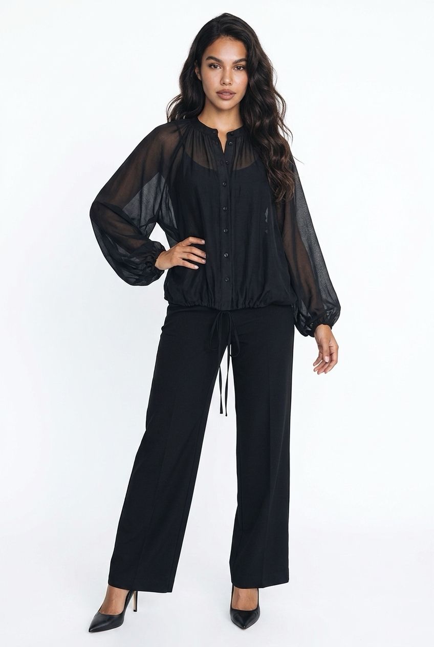 B-YU Camicia Blouse, Color: Black, Size: XS