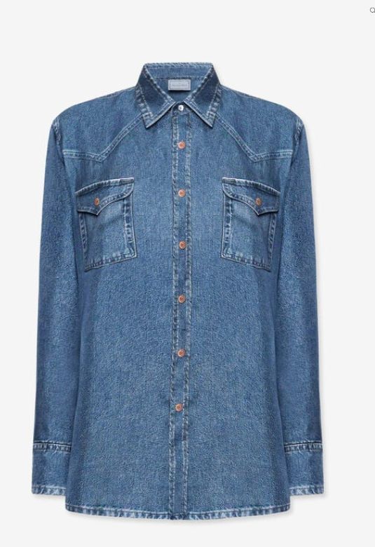 Pierre-Louis Mascia Silk Printed Denim Blouse