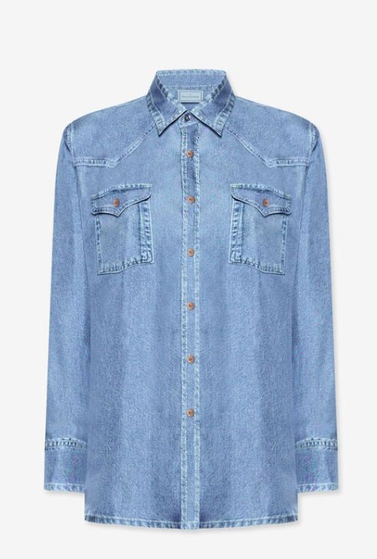 Pierre-Louis Mascia Silk Printed Denim Blouse