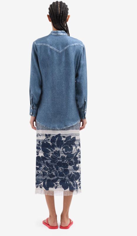 Pierre-Louis Mascia Silk Printed Denim Blouse