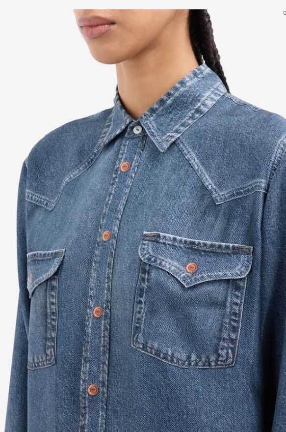 Pierre-Louis Mascia Silk Printed Denim Blouse