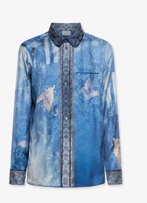Pierre-Louis Mascia Butterfly Print Blouse, Color: Blue, Size: XS