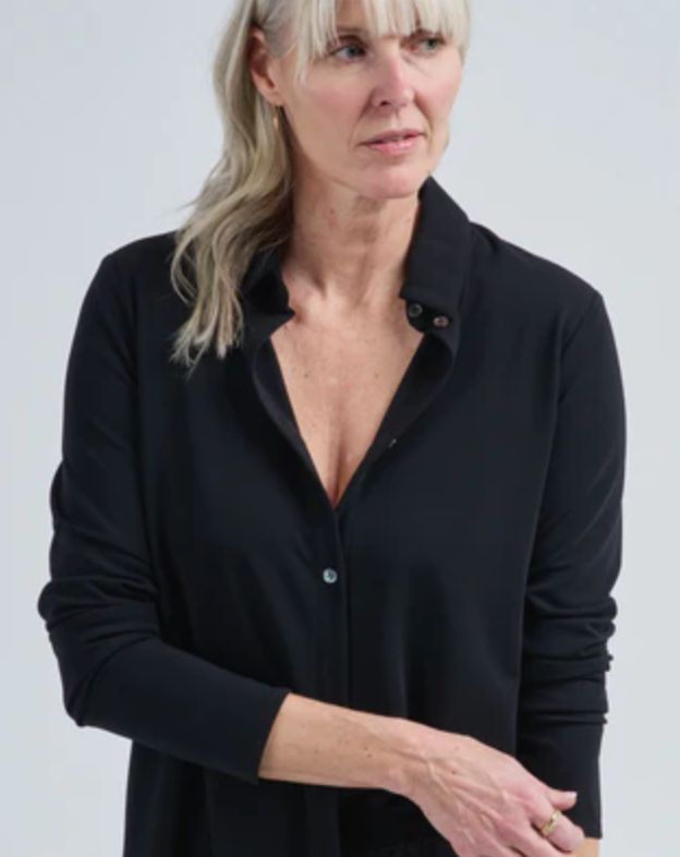 Uli Schneider Taffeta Midi Blouse, Color: Black, Size: 34/XS