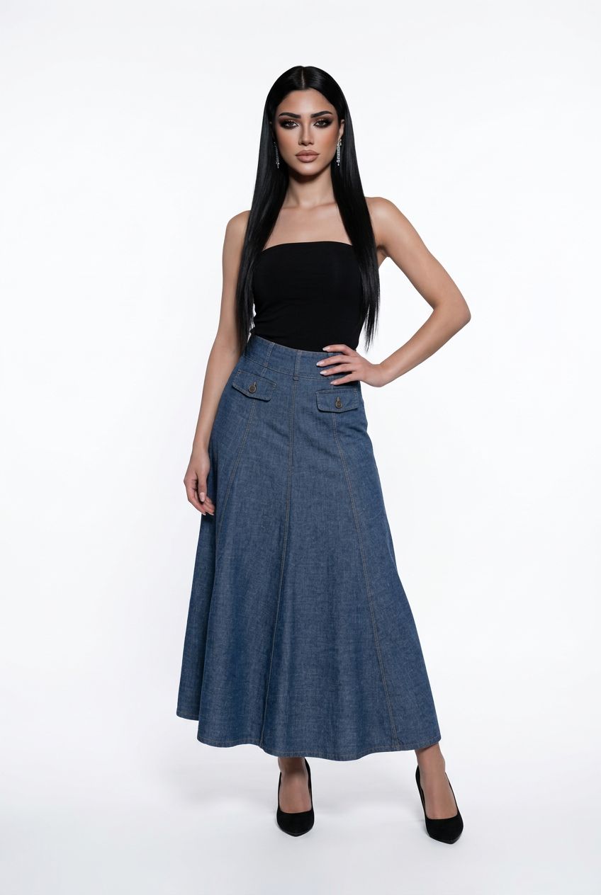 Susanne Bommer Full Denim Skirt