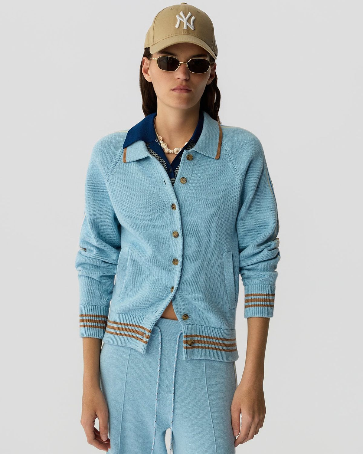 Guest In Residence Varsity Jacket, Color: Clear Sky, Size: XS