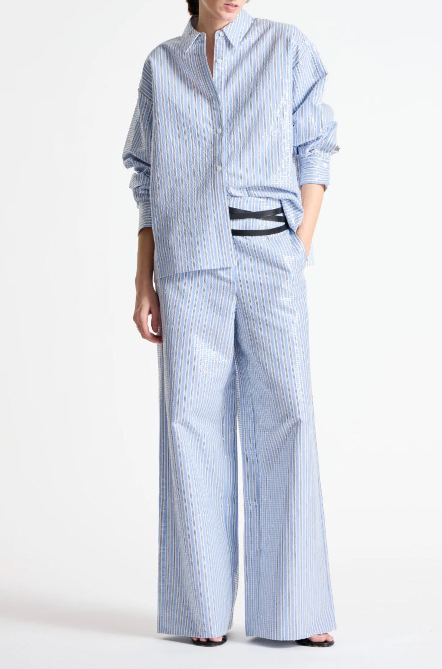 Saint Art Bradley Sequin Pinstripe Blouse