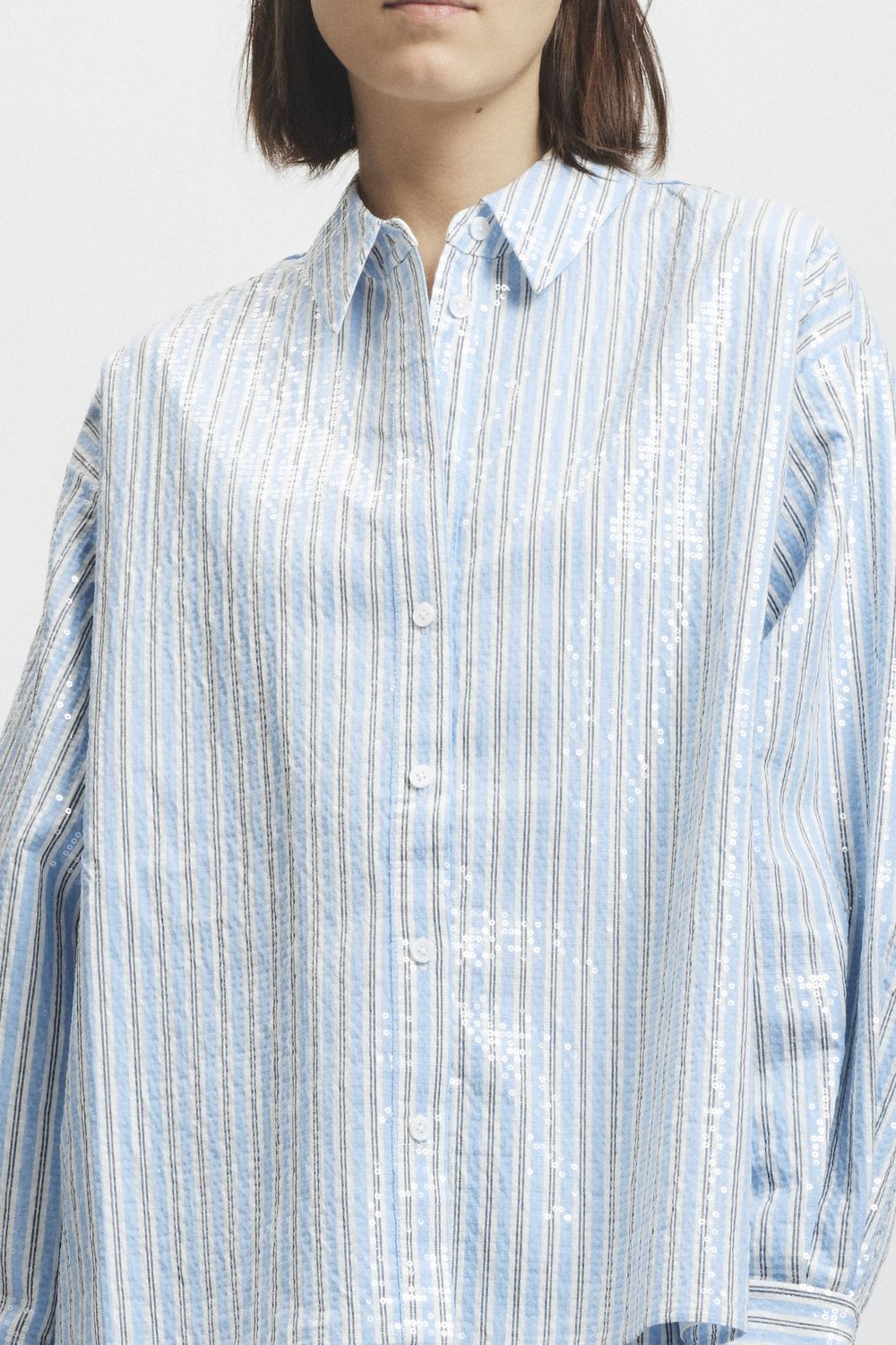 Saint Art Bradley Sequin Pinstripe Blouse