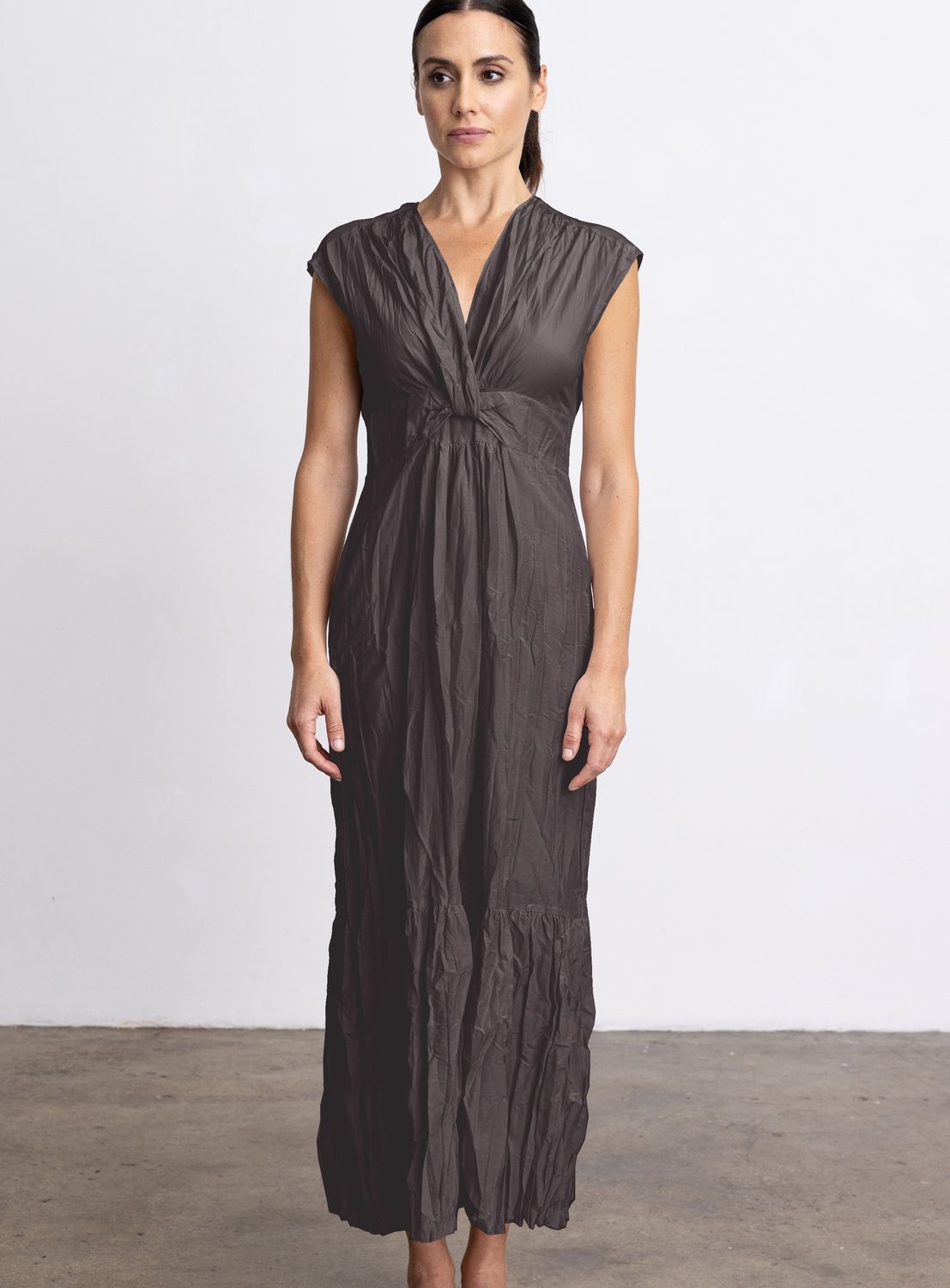 Go Silk Crinkle Cut Twist Dress, Color: Java, Size: 2