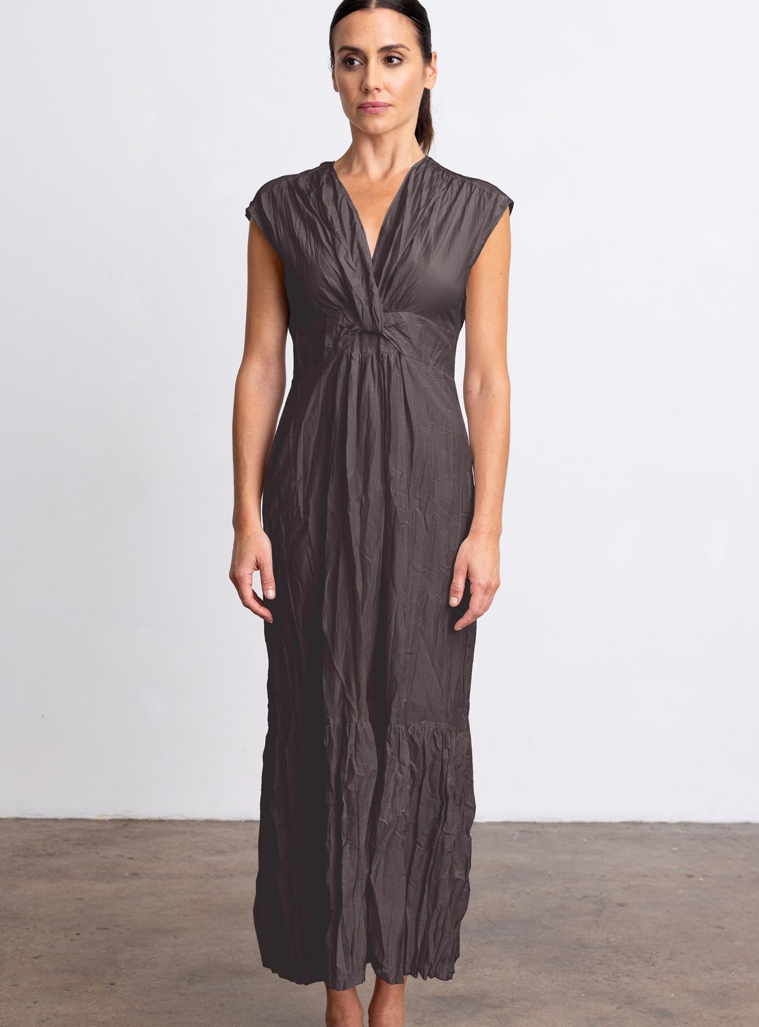 Go Silk Crinkle Cut Twist Dress, Color: Java, Size: 2