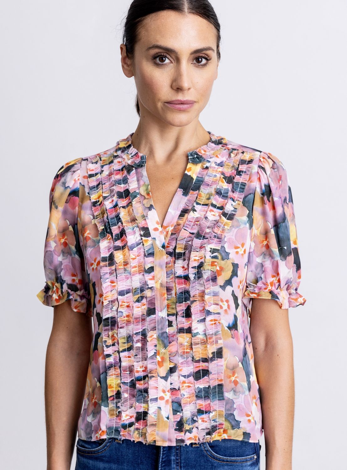 Go Silk Go Get Ready Ruffle Printed, Color: Flowerfull, Size: XS