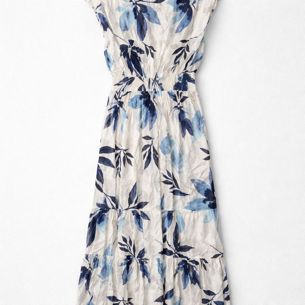 Go Silk Crinkle Cut Twist Dress in Iris Allover