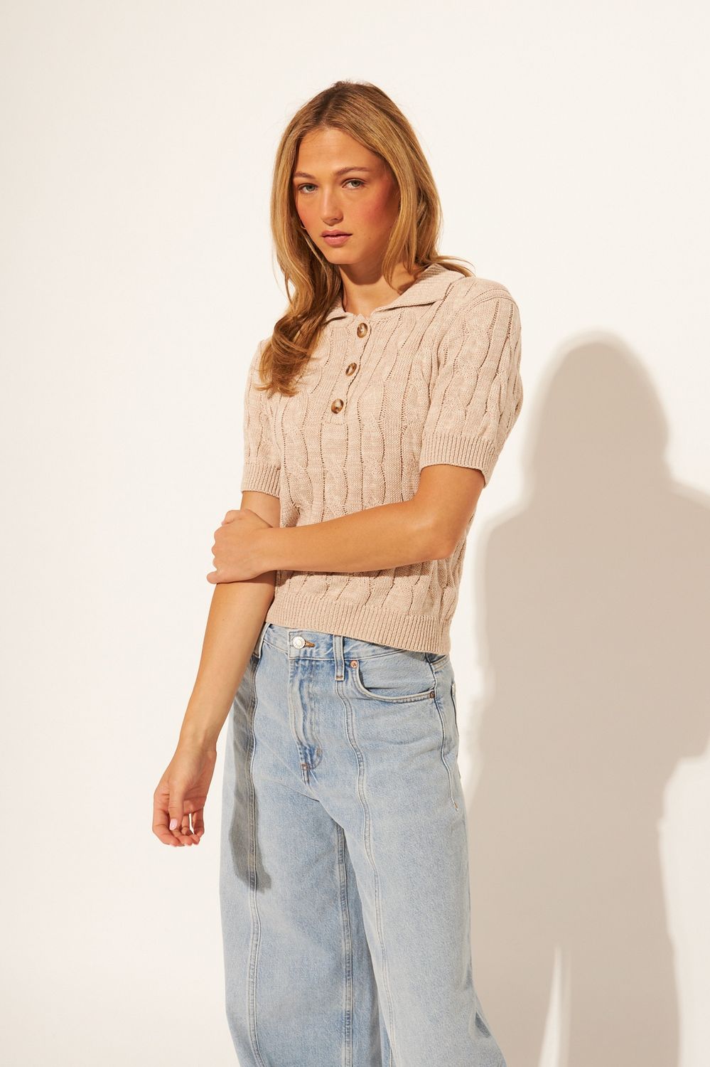 John &amp; Jenn Timmy Polo Sweater, Color: Light Mocha, Size: XS