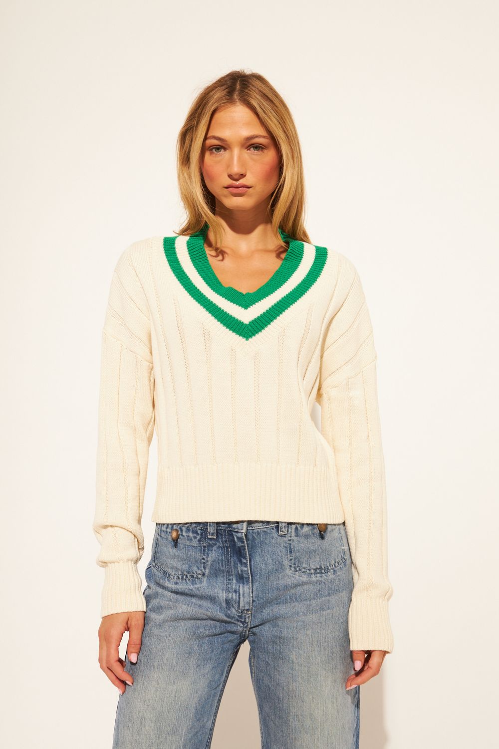 John &amp; Jenn Theodore V-Neck Sweater, Color: Collegiate Clover, Size: XS