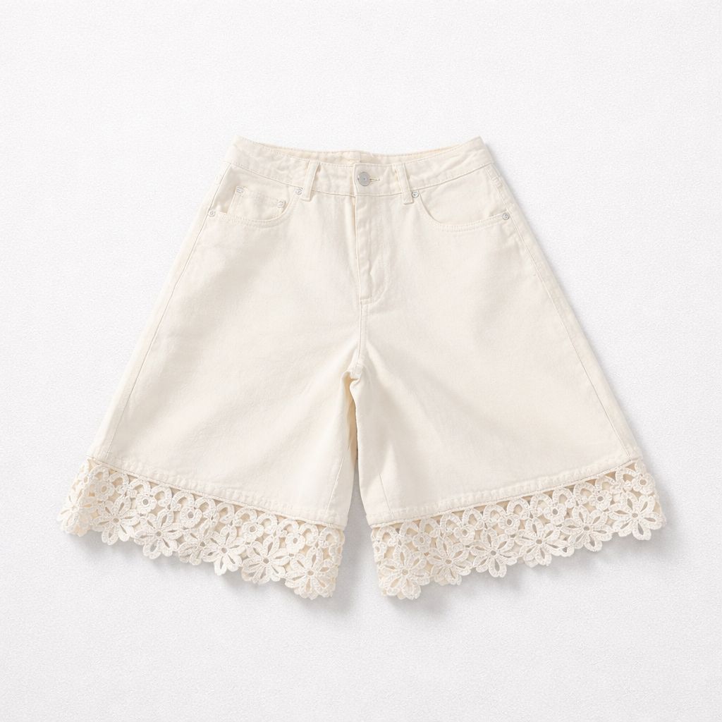 Sea-NY Stasia Denim Culotte in Cream