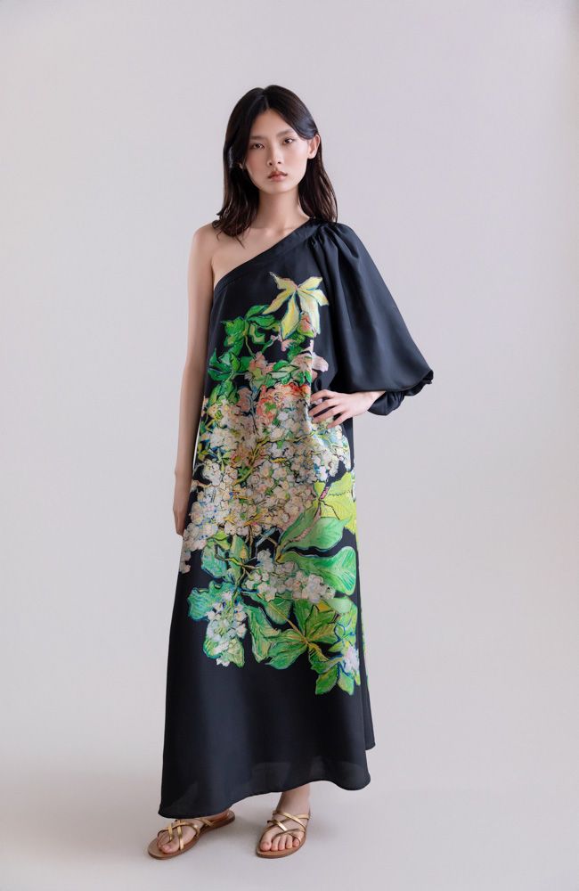 Psophia Silk Habotai Dress, Color: Black, Size: XS