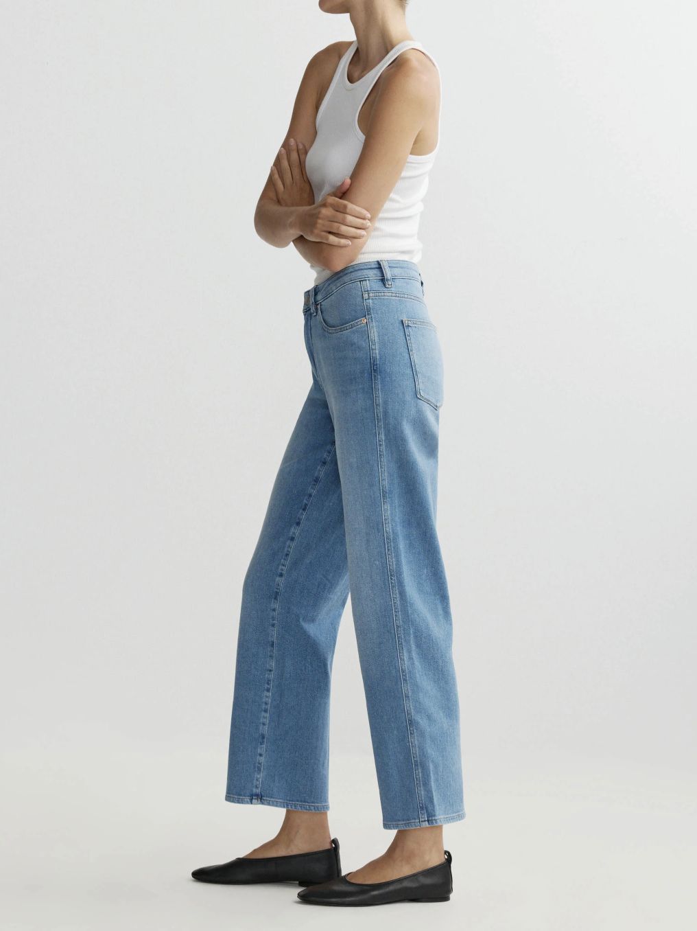 DL1961 Pippa Refined Wide Leg  Mid Rise Ankle Jean in Riverbank Aura