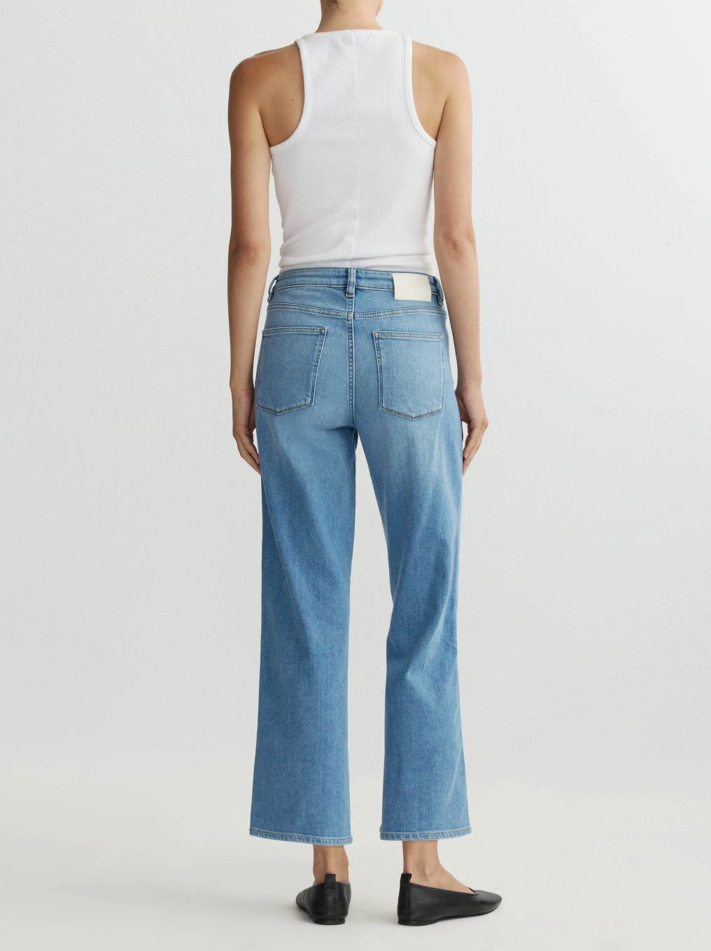DL1961 Pippa Refined Wide Leg Mid Rise Ankle Jean in Riverbank Aura