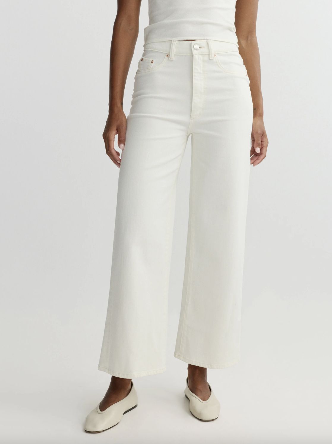 DL 1961 Hepburn White Leg Ankle Jean in Eggshell