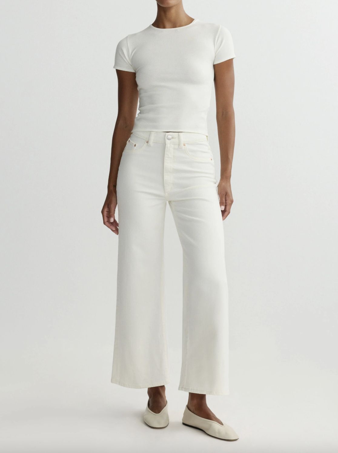 DL 1961 Hepburn White Leg Ankle Jean in Eggshell