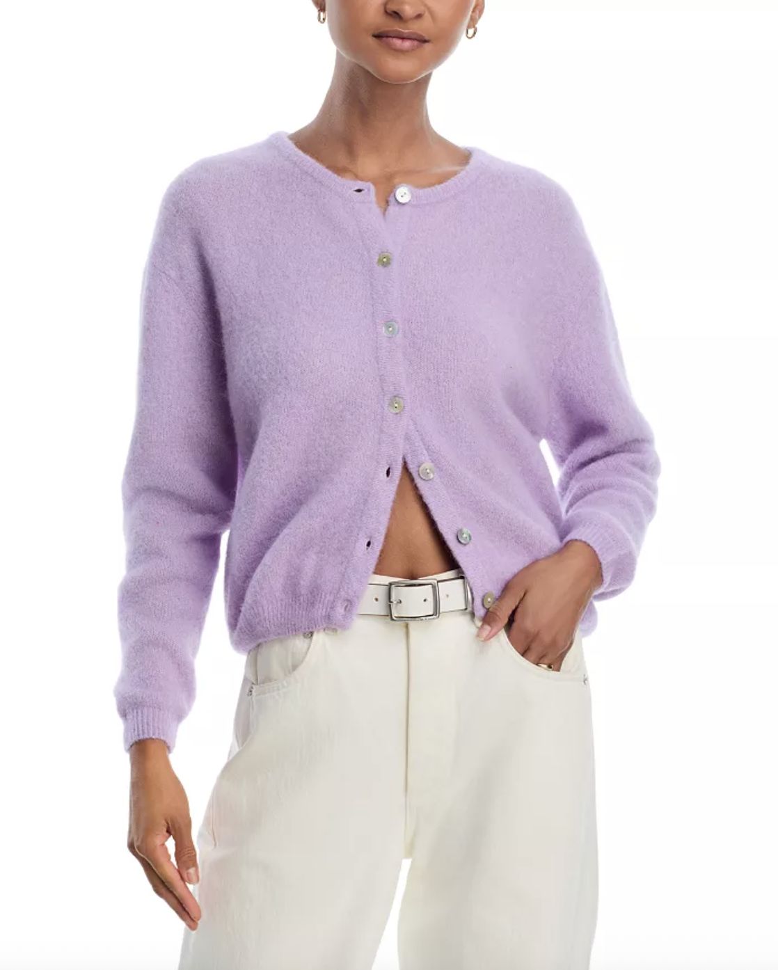 American Vintage Vito Long Sleeve Cardigan in Royal Blue, Lavender and Rose