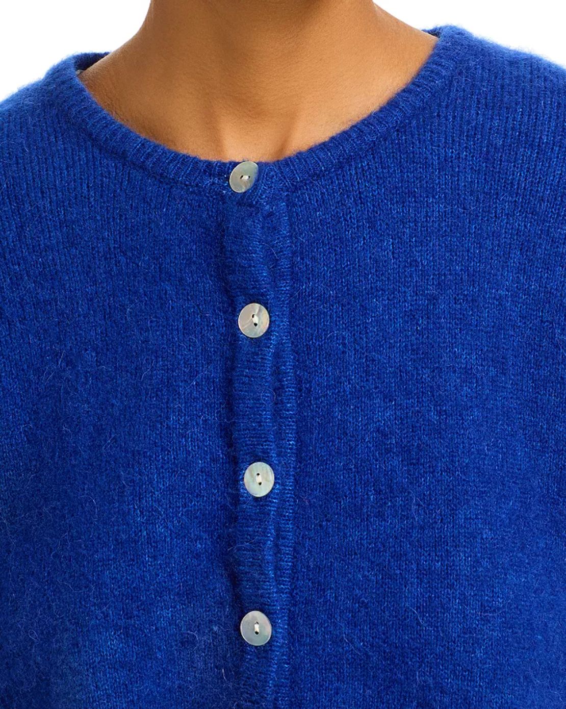 American Vintage Vitow Long Sleeve Cardigan in Royal Blue, Lavender and Rose