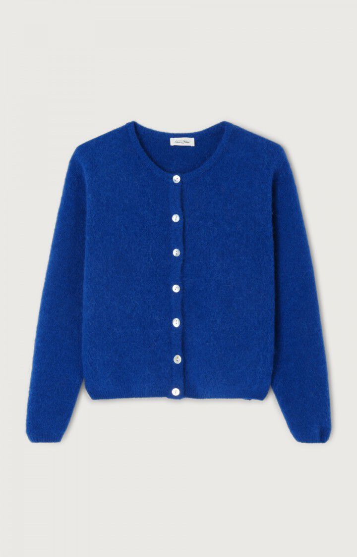 American Vintage Vitow Long Sleeve Cardigan in Royal Blue, Lavender and Rose