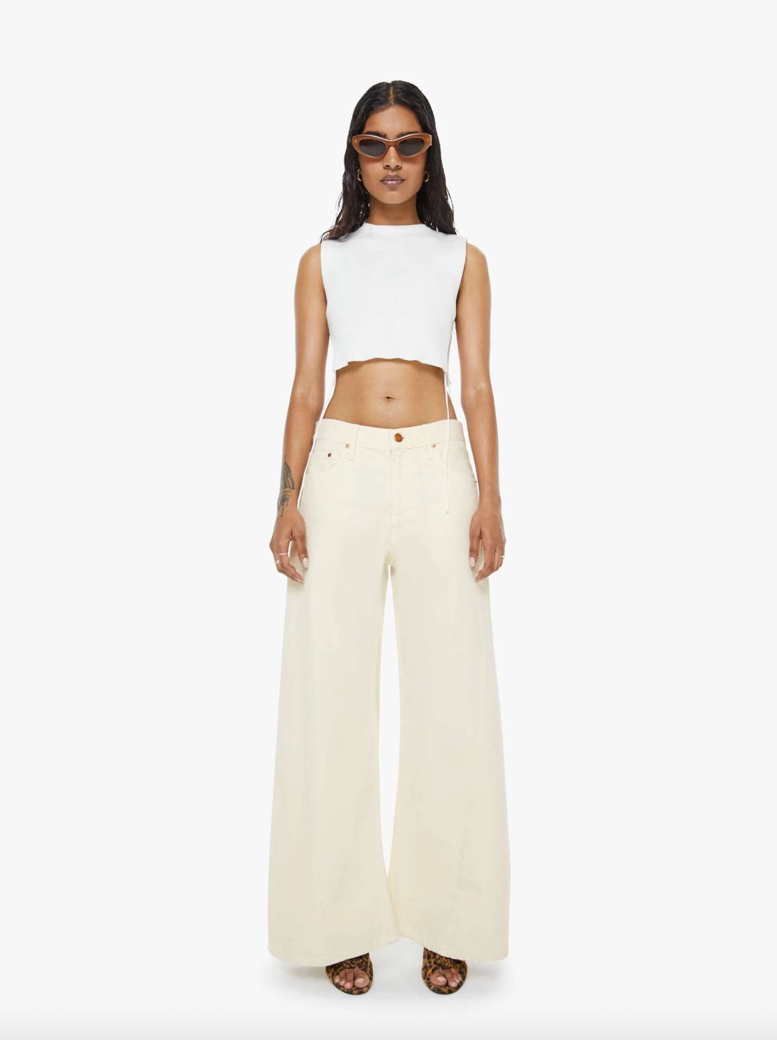 Mother Lil Lemon Twist Sneak Jean in Natural