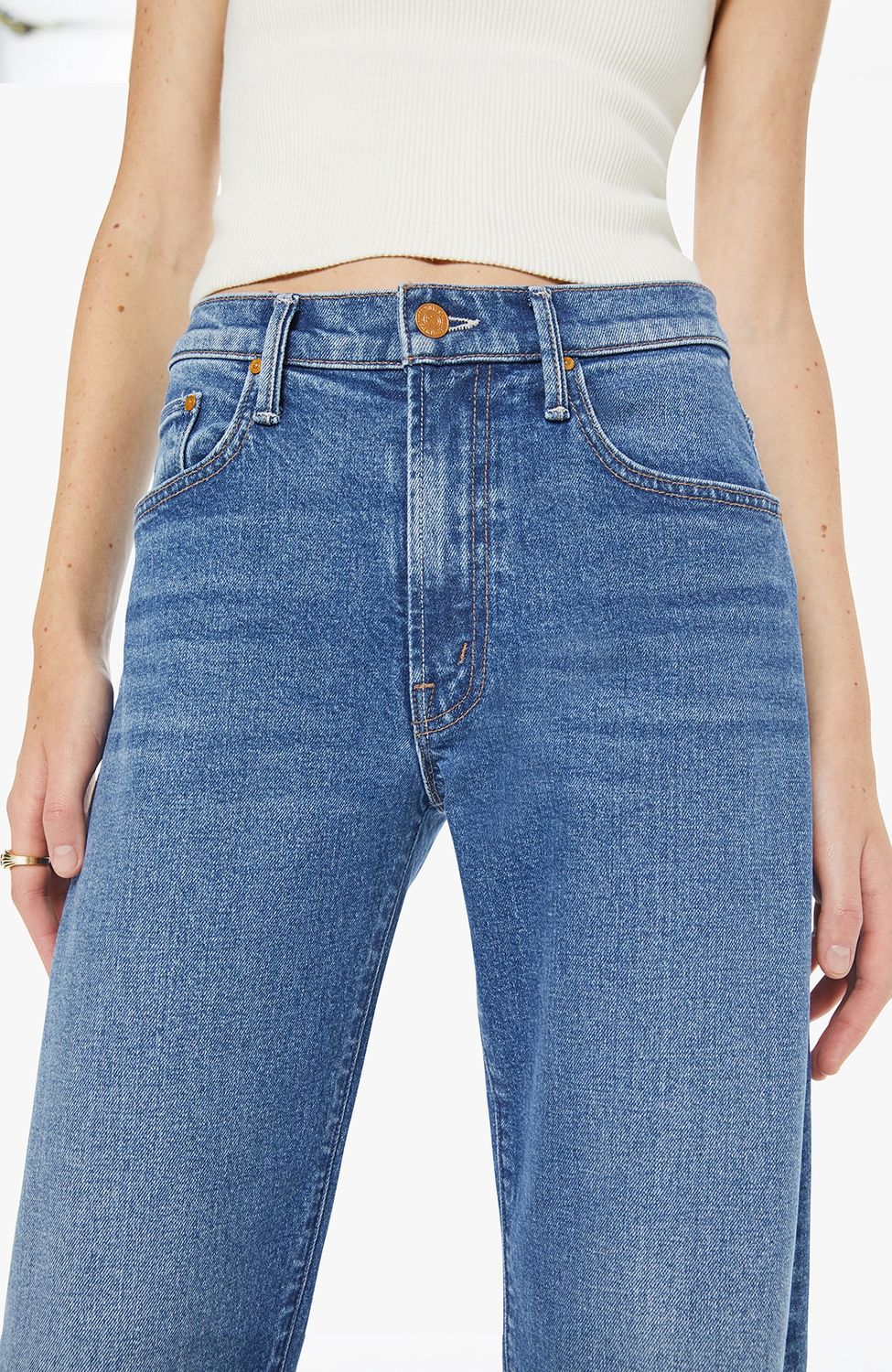 Mother The Mid Rise Lasso Heel Jean in Knick Knack Paddy Whack