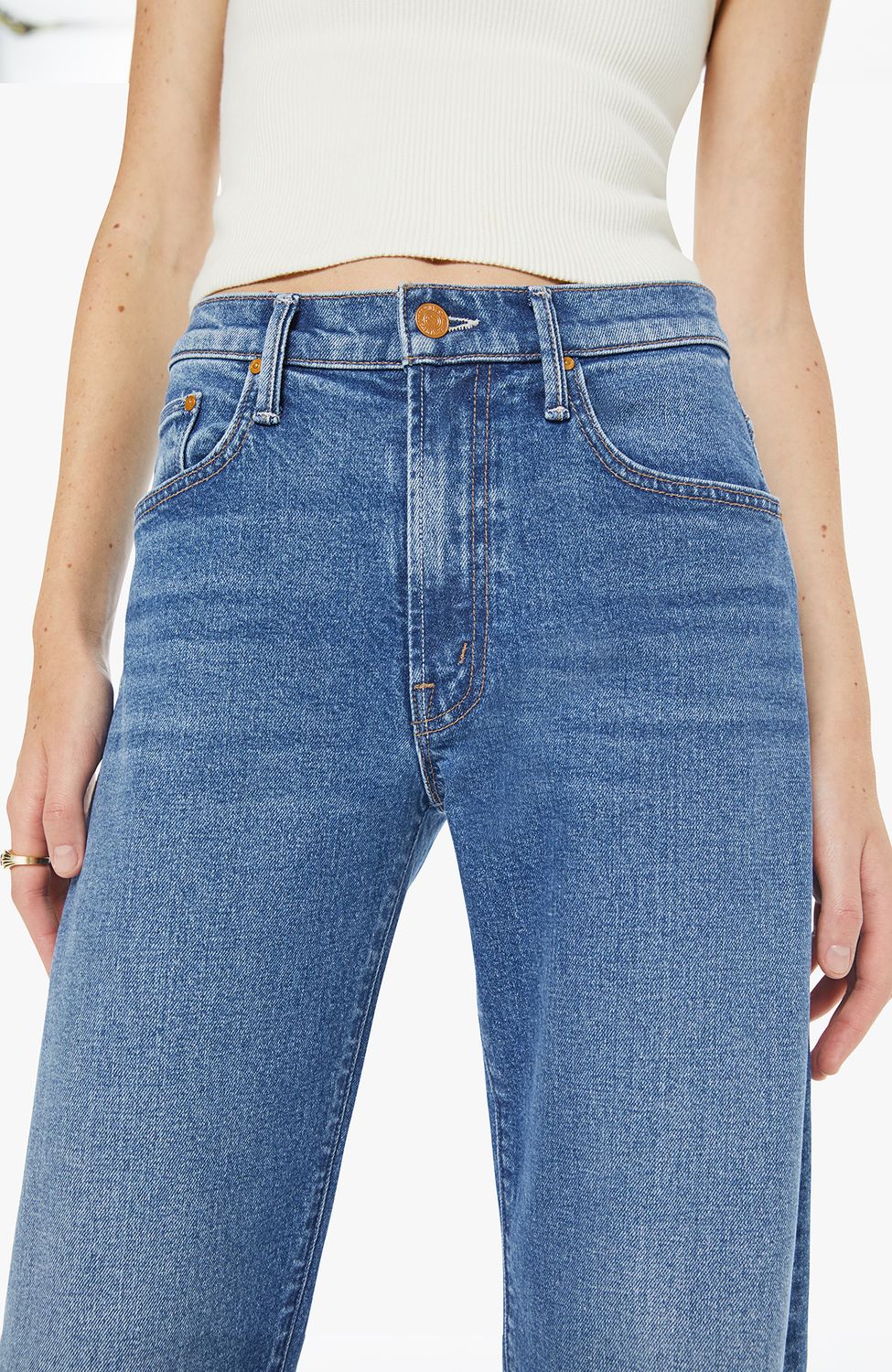 Mother The Mid Rise Lasso Heel Jean in Knick Knack Paddy Whack