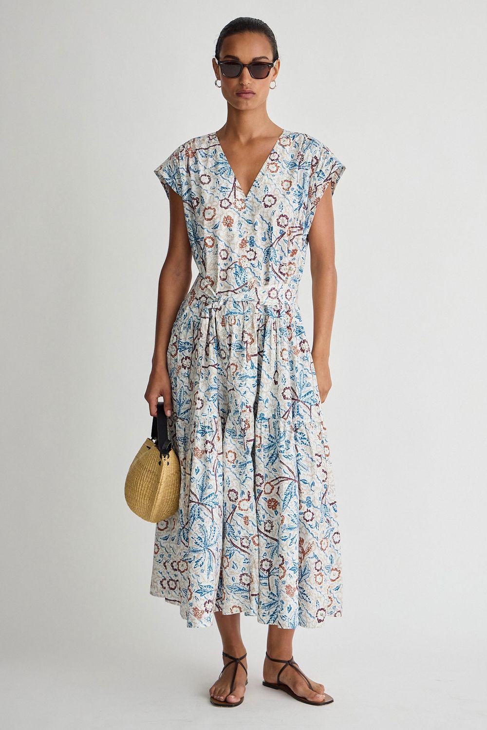 Apiece Apart Agathe Tier Maxi Dress, Color: Earthly Delights Batik, Size: XS