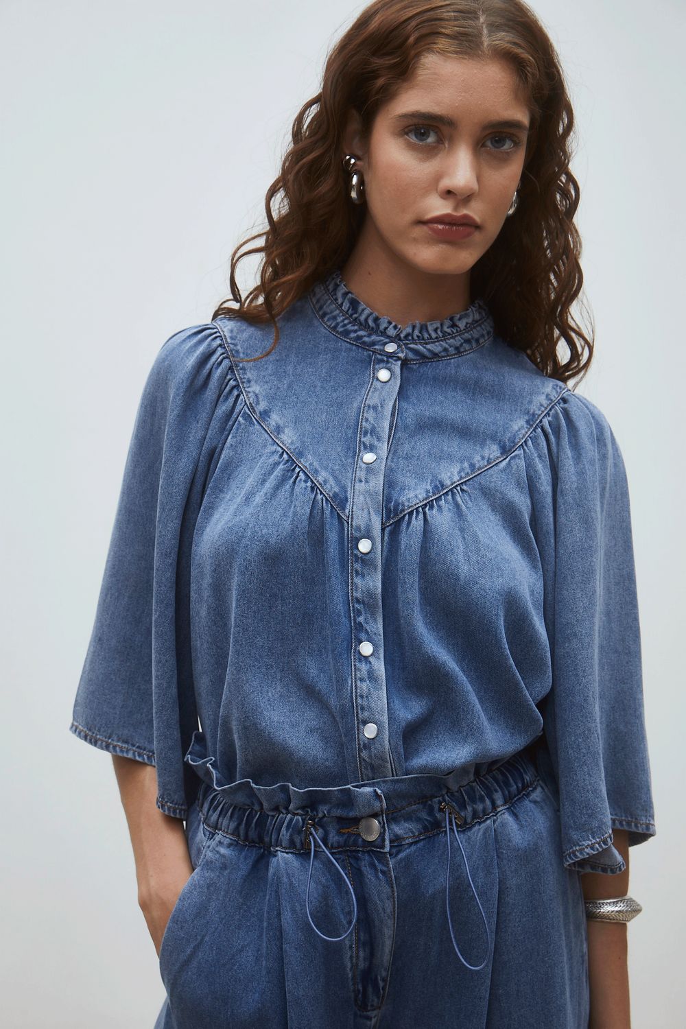 Suncoo Louise Denim Top, Color: Bleu Jeans, Size: T0