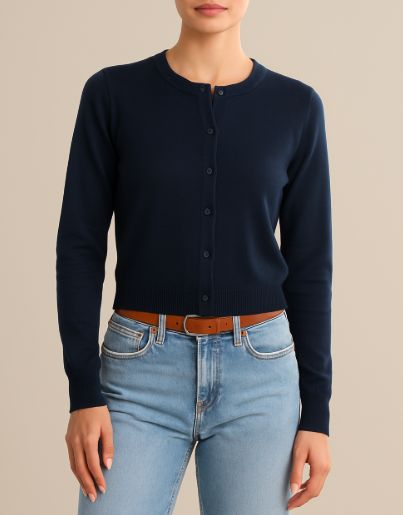 525 America Cleo Saddle Cardigan in Dark Blue, Color: Dark Blue, Size: XS