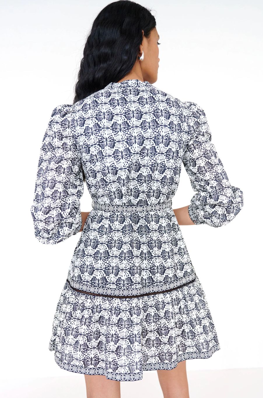 Banjanan Roma Dress in Black and White Geo Print