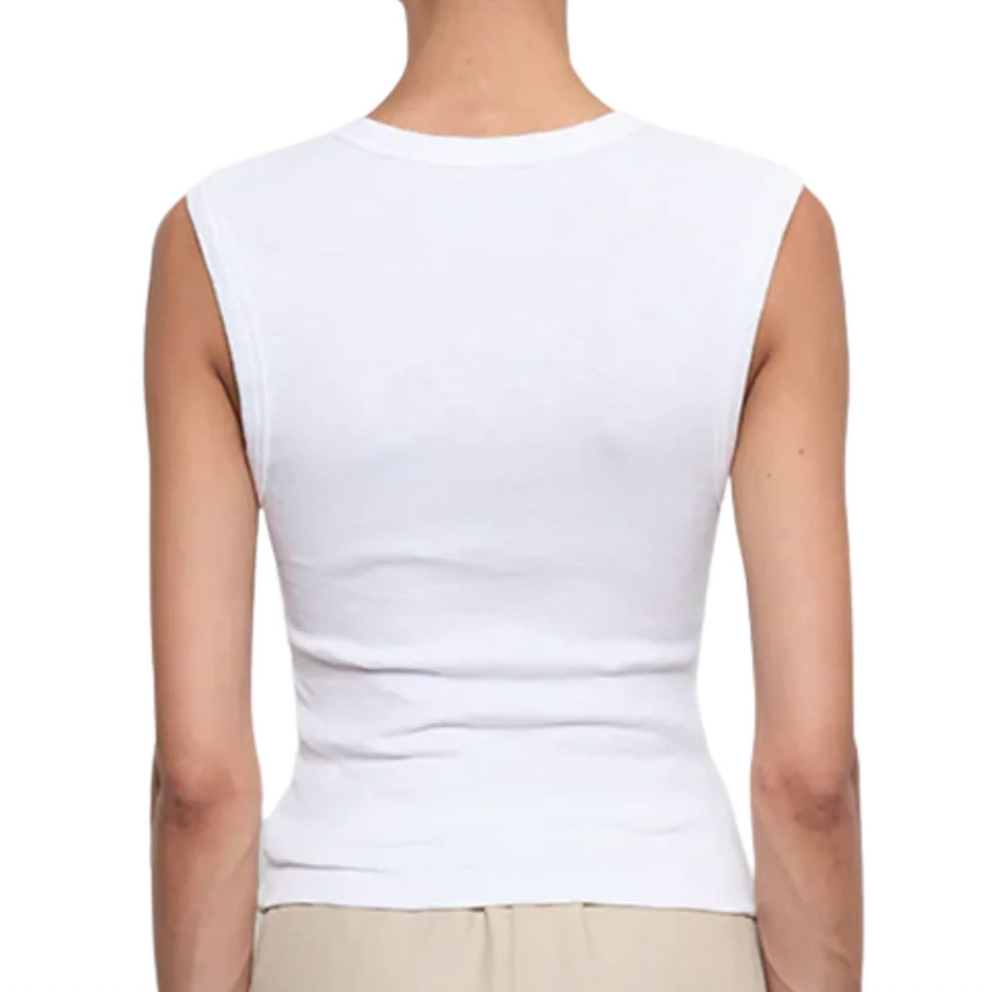 Enza Costa Textured Rib Sleeveless V-Neck Tee